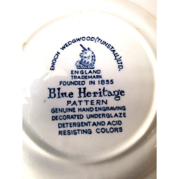 Collector plates 2: Enoch Wedgewood Tunstall blue onion 6 1/8", Unknown 6.75 " - Picture 6 of 9